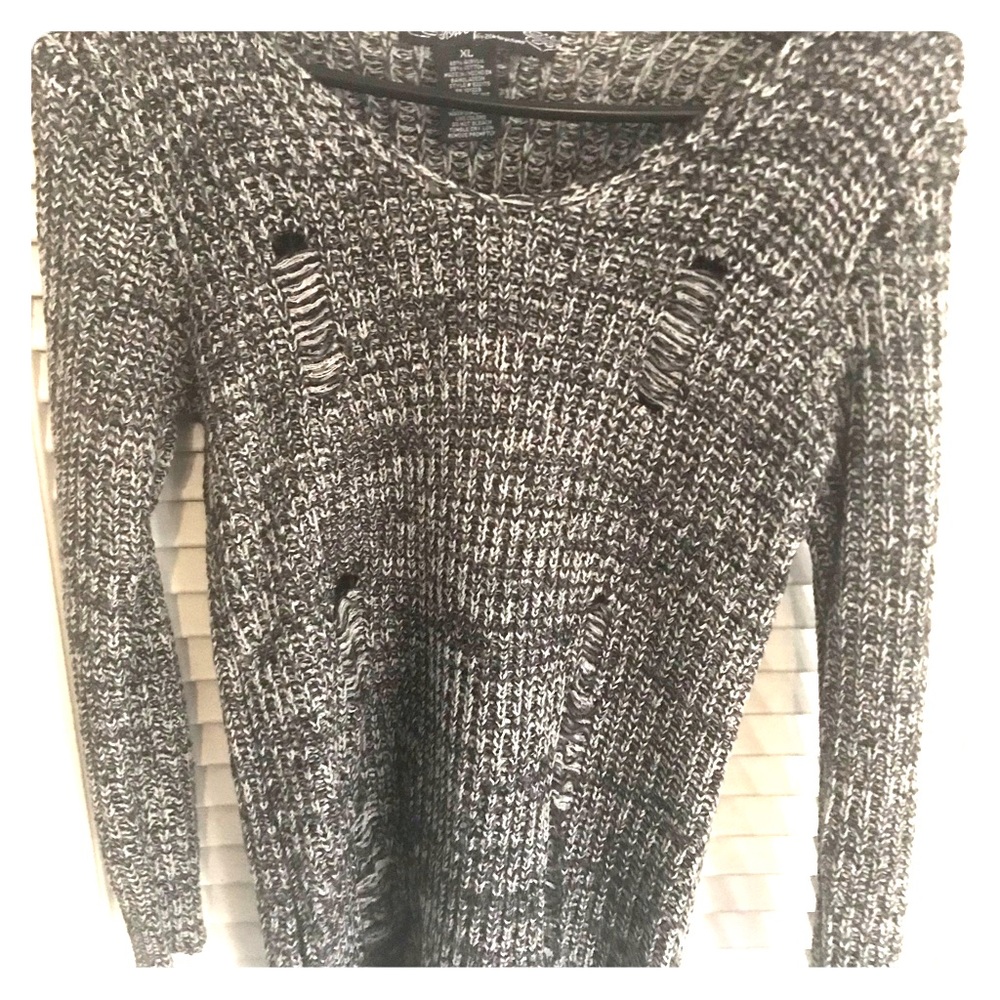 Super cute gray sweater with rips